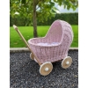 Korbpuppenwagen - rosa