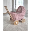 Korbpuppenwagen - rosa