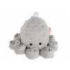 Kuscheltier Oktopus mit Rassel - grau - Polka Dot Minky