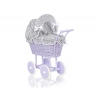 Lila Weide Retro Puppenwagen Bettwäsche Grau mit Weiß Punktmuster nr 91699-583