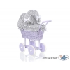 Lila Weide Retro Puppenwagen Bettwäsche Grau mit Weiß Punktmuster nr 91699-583
