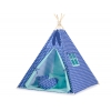 MEGA Set: Teepee Kinderspiel-Zelt+ Spielmatte+ Kissen+ Schmuckfedern GRATIS! - Dunkelblaue Sternchen