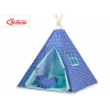MEGA Set: Teepee Kinderspiel-Zelt+ Spielmatte+ Kissen+ Schmuckfedern GRATIS! - Dunkelblaue Sternchen