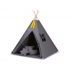 MEGA Set: Teepee Kinder Spielzelt + Spielmatte+ Kissen + Schmuckfedern GRATIS! - anthrazit