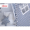 MEGA Set: Teepee Kinderspiel-Zelt+ Spielmatte+ Kissen + Schmuckfedern GRATIS! - Chevron dunkelblau