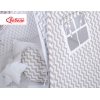 MEGA Set: Teepee Kinderspiel-Zelt+ Spielmatte+ Kissen + Schmuckfedern GRATIS! - Chevron grau