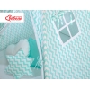 MEGA Set: Teepee Kinderspiel-Zelt+ Spielmatte+ Kissen + Schmuckfedern GRATIS! - Chevron minze