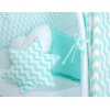 MEGA Set: Teepee Kinderspiel-Zelt+ Spielmatte+ Kissen + Schmuckfedern GRATIS! - Chevron minze