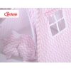 MEGA Set: Teepee Kinderspiel-Zelt+ Spielmatte+ Kissen + Schmuckfedern GRATIS! - Chevron rosa