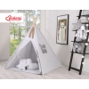 MEGA Set: Teepee Kinder Spielzelt + Spielmatte+ Kissen + Schmuckfedern GRATIS! - grau