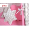 MEGA Set: Teepee Kinderspiel-Zelt+ Spielmatte+ Kissen + Schmuckfedern GRATIS! - Grau kariert-rosa