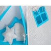 MEGA Set: Teepee Kinderspiel-Zelt+ Spielmatte+ Kissen + Schmuckfedern GRATIS! - Grau kariert-türkis