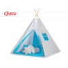 MEGA Set: Teepee Kinderspiel-Zelt+ Spielmatte+ Kissen + Schmuckfedern GRATIS! - Grau kariert-türkis
