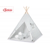MEGA Set: Teepee Kinderspiel-Zelt+ Spielmatte+ Kissen + Schmuckfedern GRATIS! - grau Punkt-Muster
