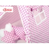 MEGA Set: Teepee Kinder Spielzelt + Spielmatte+ Kissen + Schmuckfedern GRATIS! - rosa Punkt-Muster