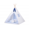 MEGA Set: Teepee Kinderspiel-Zelt+ Spielmatte+Kissen+ Schmuckfedern GRATIS! - Schwarze Sternchen/blau