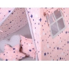 MEGA Set: Teepee Kinder Spielzelt + Spielmatte+ Kissen+ Schmuckfedern GRATIS!-rosa-blaue Sternen/grau