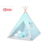 MEGA Set:Tipi Kinder Spielzelt  + Spielmatte+ Kissen+ Schmuckfedern GRATIS! - türkis Punkt-Muster