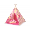 MEGA Set: Tipi Zelt+ Spielmatte+ Kissen - Chevron rot-gelb