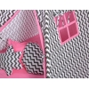 MEGA Set: Tipi Zelt+ Spielmatte+ Kissen - Chevron schwarz/ dunkel rosa