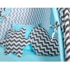 MEGA Set: Tipi Zelt Kinderspiel-Zelt+ Spielmatte+ Kissen - Chevron schwarz/ hell blau