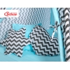 MEGA Set: Tipi Zelt Kinderspiel-Zelt+ Spielmatte+ Kissen - Chevron schwarz/ hell blau