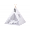 MINI Set: Teepee Kinderspiel-Zelt mit Spielmatte und Schmuckfedern GRATIS! -  grauen Pfeilen