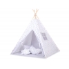 MINI Set: Teepee Kinderspiel-Zelt mit Spielmatte und Schmuckfedern GRATIS! -  grauen Pfeilen