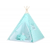 MINI Set: Teepee Kinderspiel-Zelt mit Spielmatte und Schmuckfedern GRATIS! -  Marokko minze