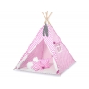 MINI Set: Teepee Kinderspiel-Zelt mit Spielmatte und Schmuckfedern GRATIS! -  rosa Punkt-Muster