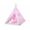 MINI Set: Teepee Kinderspiel-Zelt mit Spielmatte und Schmuckfedern GRATIS! -  rosa Punkt-Muster