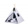 MINI Set: Teepee Kinderspiel-Zelt mit Spielmatte und Schmuckfedern GRATIS! -  Schwarze Sternchen/Schwarz