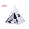 MINI Set: Teepee Kinderspiel-Zelt mit Spielmatte und Schmuckfedern GRATIS! -  Schwarze Sternchen/Schwarz