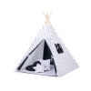 MINI Set: Teepee Kinderspiel-Zelt mit Spielmatte und Schmuckfedern GRATIS! -  Schwarze Sternchen/Schwarz