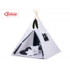 MINI Set: Teepee Kinderspiel-Zelt mit Spielmatte und Schmuckfedern GRATIS! -  Schwarze Sternchen/Schwarz