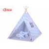 MINI Set: Teepee Kinderspiel-Zelt mit Spielmatte und Schmuckfedern GRATIS! - blaue Sternen/grau