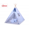 MINI Set: Teepee Kinderspiel-Zelt mit Spielmatte und Schmuckfedern GRATIS! - blaue Sternen/grau