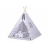 MINI Set: Teepee Kinderspiel-Zelt mit Spielmatte und Schmuckfedern GRATIS! - Blumenmuster grau