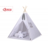 MINI Set: Teepee Kinderspiel-Zelt mit Spielmatte und Schmuckfedern GRATIS! - Blumenmuster grau