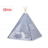 MINI Set: Teepee Kinderspiel-Zelt mit Spielmatte und Schmuckfedern GRATIS! - Chevron dunkelblau