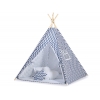 MINI Set: Teepee Kinderspiel-Zelt mit Spielmatte und Schmuckfedern GRATIS! - Chevron dunkelblau