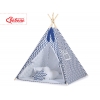 MINI Set: Teepee Kinderspiel-Zelt mit Spielmatte und Schmuckfedern GRATIS! - Chevron dunkelblau