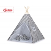 MINI Set: Teepee Kinderspiel-Zelt mit Spielmatte und Schmuckfedern GRATIS! - Chevron schwarz