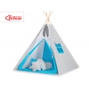 MINI Set: Teepee Kinderspiel-Zelt mit Spielmatte und Schmuckfedern GRATIS! - Grau kariert-türkis