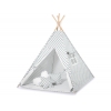 MINI Set: Teepee Kinderspiel-Zelt mit Spielmatte und Schmuckfedern GRATIS! - grau Punkt-Muster