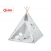 MINI Set: Teepee Kinderspiel-Zelt mit Spielmatte und Schmuckfedern GRATIS! - grau Punkt-Muster