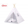 MINI Set: Teepee Kinderspiel-Zelt mit Spielmatte und Schmuckfedern GRATIS! - Rosa-graue Sternen/grau
