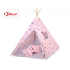 MINI Set: Tipi Kinderspiel-Zelt mit Spielmatte und Schmuckfedern GRATIS! - rosa-blaue Sternen/grau
