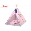 MINI Set: Tipi Kinderspiel-Zelt mit Spielmatte und Schmuckfedern GRATIS! - rosa-blaue Sternen/grau