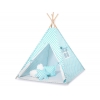 MINI Set: Tipi Kinderspiel-Zelt mit Spielmatte und Schmuckfedern GRATIS! - türkis Punkt-Muster